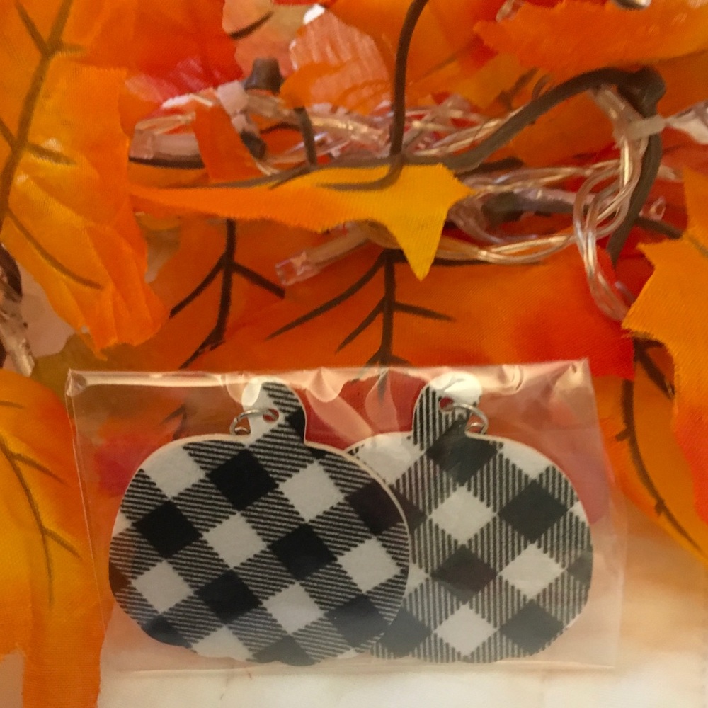 🍂$5 or 2/$8 Plaid Pumpkin Festive Faux Earrings🍂